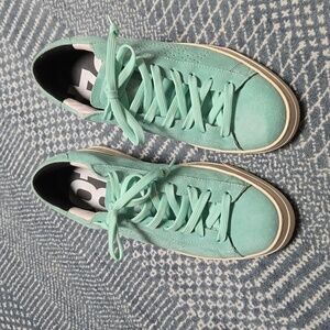 Women's P448 aqua color suede sneakers